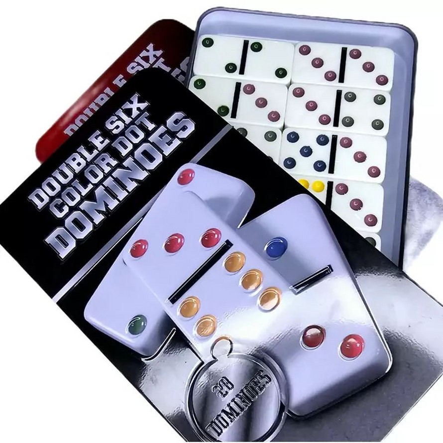 دومینو نقطه ای سنگی جعبه فلزی