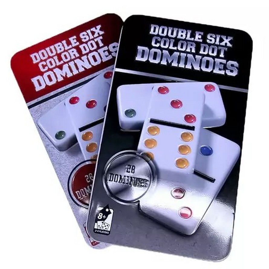 دومینو نقطه ای سنگی جعبه فلزی